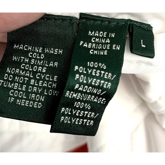 Lauren Ralph Lauren Reversible Quilted Vest Women's Sz L Orange & White Pockets - Picture 6 of 8